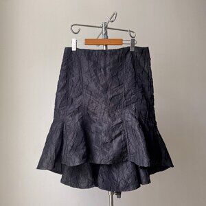 ❄️ Y2K Vintage Black Ruffled Asymmetrical Textured High Low Skirt